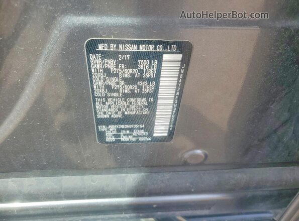 JN8AY2NEXH9705154 2017 NISSAN ARMADA Gray Vista de la etiqueta del VIN