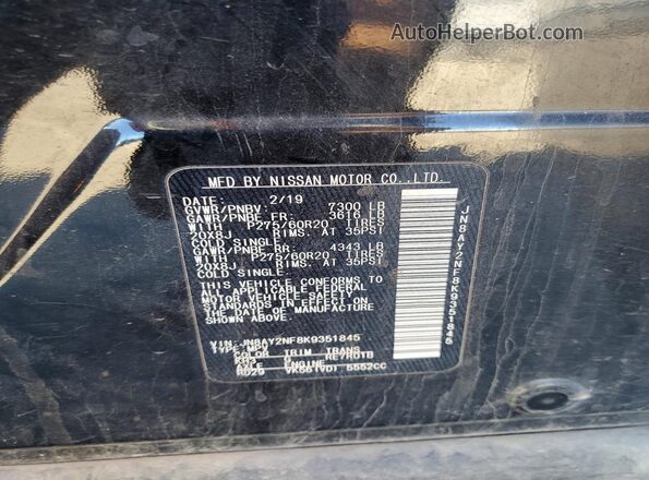 JN8AY2NF8K9351845 2019 NISSAN ARMADA Black VIN sticker view