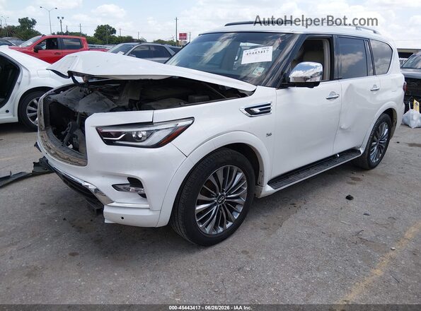 JN8AZ2NF3K9687531 2019 INFINITI QX80 White წინა მარცხენა ხედი სამი მეოთხედიდან