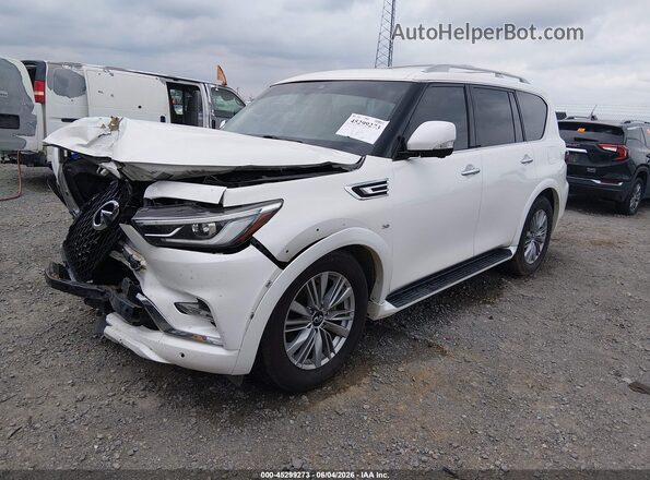 JN8AZ2NF5K9689460 2019 INFINITI QX80 White წინა მარცხენა ხედი სამი მეოთხედიდან