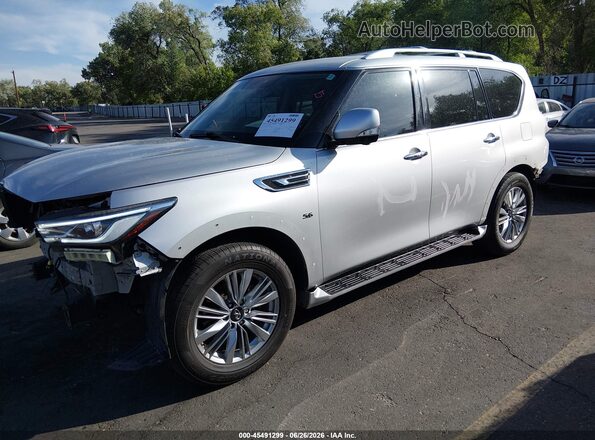 JN8AZ2NF7K9686981 2019 INFINITI QX80 Silver წინა მარცხენა ხედი სამი მეოთხედიდან