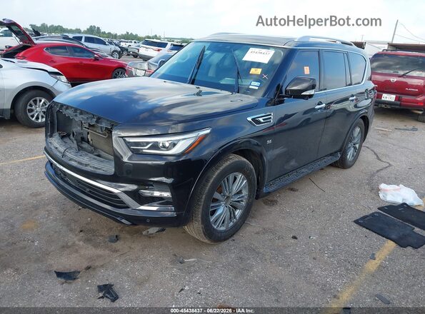 JN8AZ2NF9K9683385 2019 INFINITI QX80 Black Առջևի ձախ երեք քառորդ տեսարան