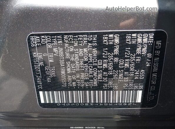 JN8BT3BA1RW005570 2024 NISSAN ROGUE Gray Engine compartment view