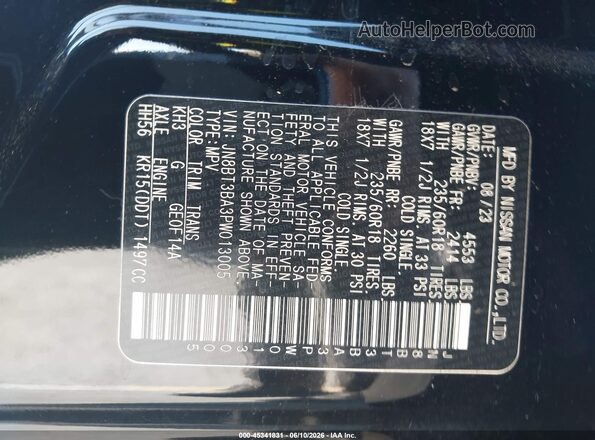 JN8BT3BA3PW013005 2023 NISSAN ROGUE Black Widok komory silnika