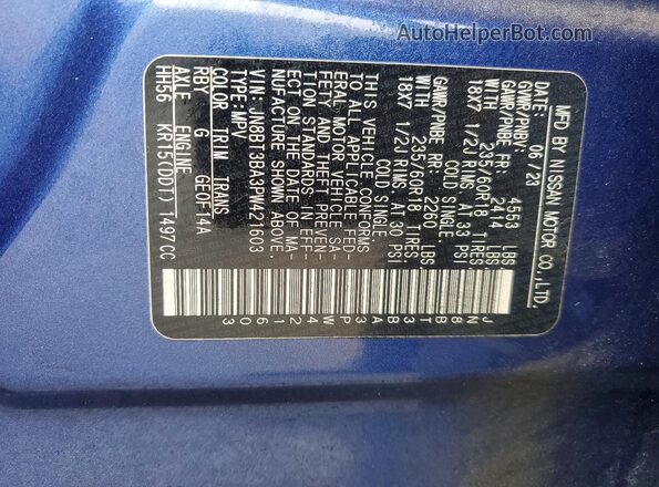 JN8BT3BA3PW421603 2023 NISSAN ROGUE Blue 