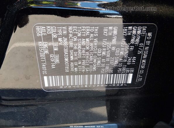 JN8BT3BA3SW007858 2025 NISSAN ROGUE Black Вид підкапотного простору
