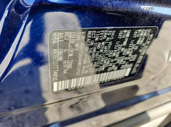 JN8BT3BA4RW353752 2024 NISSAN ROGUE Blue VIN կոդի պիտակի տեսք