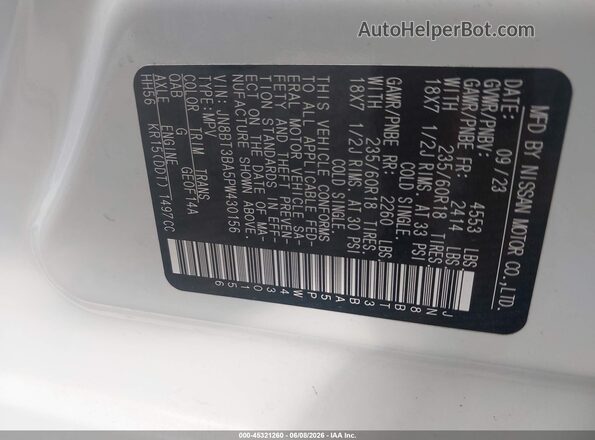 JN8BT3BA5PW430156 2023 NISSAN ROGUE White Widok komory silnika