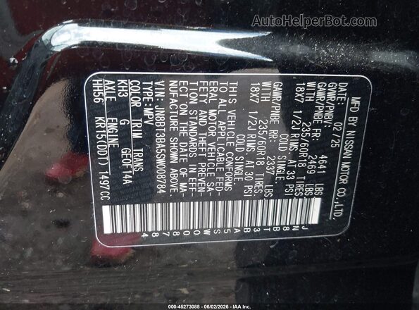 JN8BT3BA5SW008784 2025 NISSAN ROGUE Black Շարժիչի բաժամունքի տեսք
