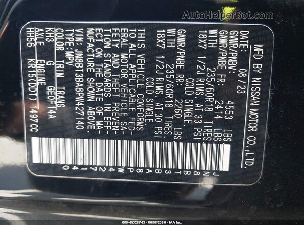 JN8BT3BA8PW427140 2023 NISSAN ROGUE Black Вид підкапотного простору