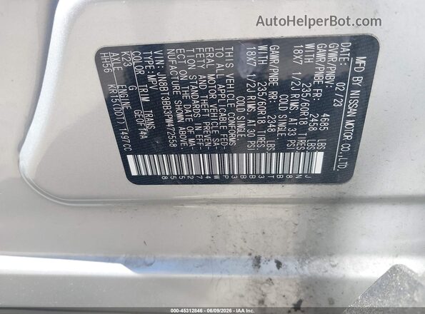 JN8BT3BB3PW472558 2023 NISSAN ROGUE Gray Widok komory silnika