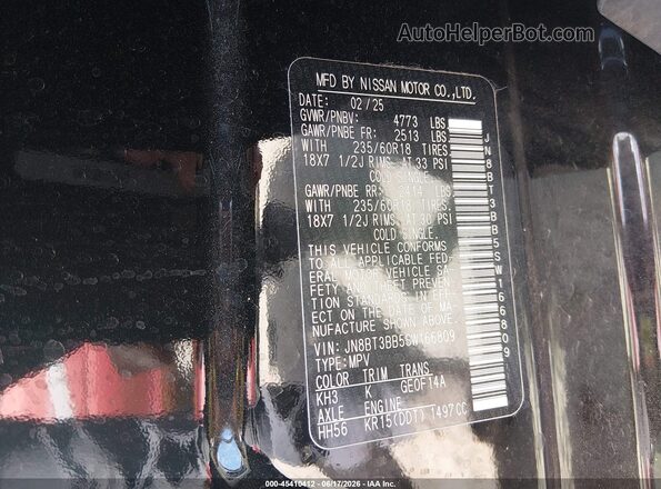 JN8BT3BB5SW166809 2025 NISSAN ROGUE Black Engine compartment view