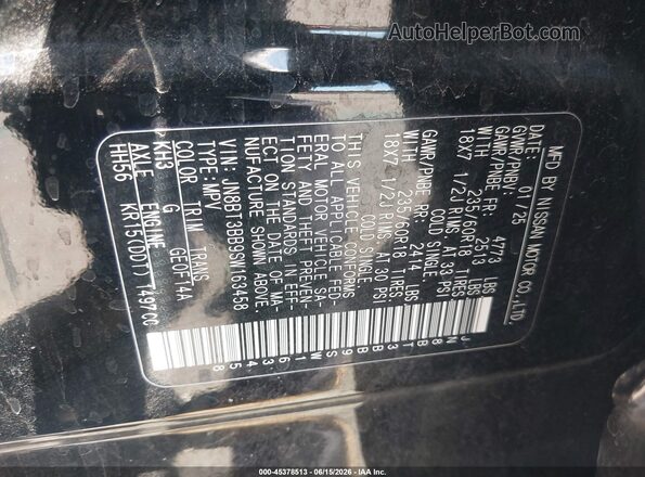 JN8BT3BB9SW163458 2025 NISSAN ROGUE Черный 