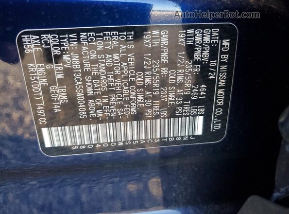 JN8BT3CA5SW004085 2025 NISSAN ROGUE Blue 