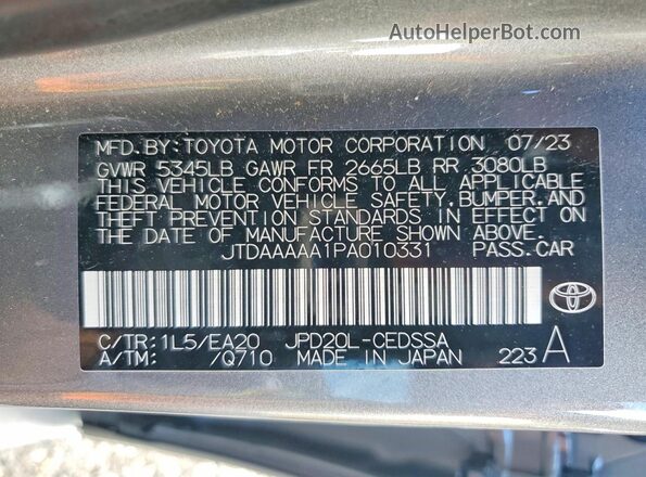 JTDAAAAA1PA010331 2023 TOYOTA MIRAI Gray Widok komory silnika