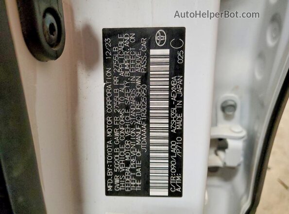 JTDAAAAF1R3025950 2024 TOYOTA CROWN Белый Вид наклейки с VIN-кодом