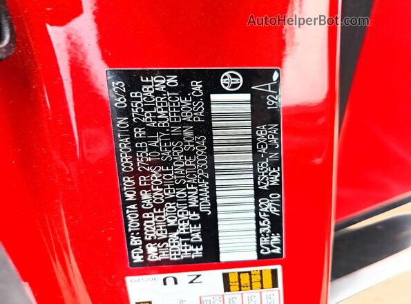 JTDAAAAF2P3009043 2023 TOYOTA CROWN Red Vista del compartimento del motor