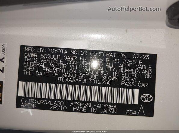 JTDAAAAF3P3012260 2023 TOYOTA CROWN White Engine compartment view