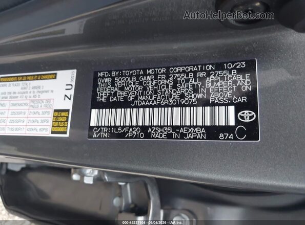 JTDAAAAF6R3019075 2024 TOYOTA CROWN Gray Vista del compartimento del motor