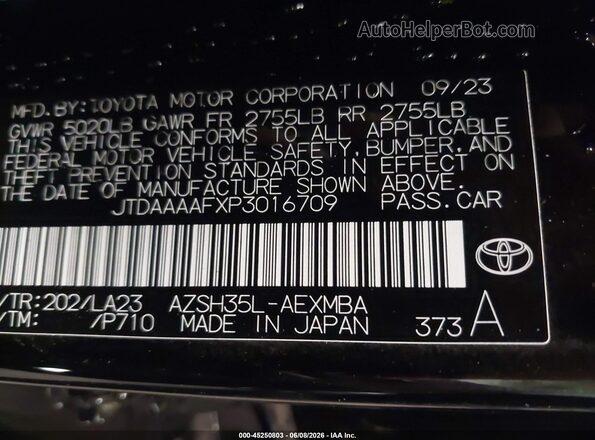 JTDAAAAFXP3016709 2023 TOYOTA CROWN Black Engine compartment view