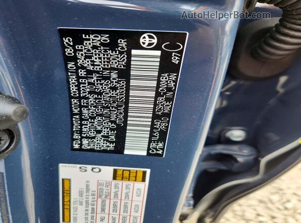 JTDACAAJ1S3030361 2025 TOYOTA CROWN Blue Вид наклейки з VIN-кодом