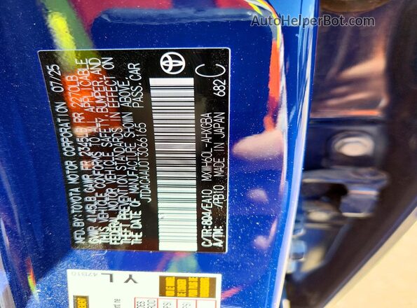 JTDACAAU0T3066165 2026 TOYOTA PRIUS Blue VIN sticker view