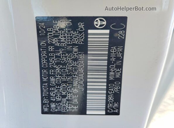 JTDACAAU4R3041651 2024 TOYOTA PRIUS White 