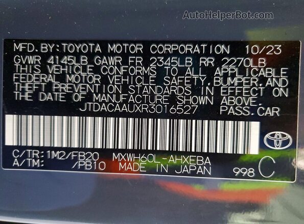 JTDACAAUXR3016527 2024 TOYOTA PRIUS Blue 