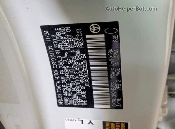JTDACACU2R3036154 2024 TOYOTA PRIUS White 
