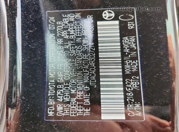 JTDACACU4R3027214 2024 TOYOTA PRIUS Black 
