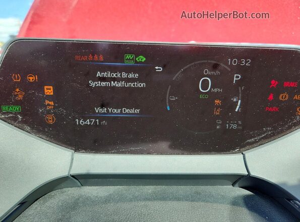 JTDACACU7S3045678 2025 TOYOTA PRIUS Red Vista del cuadro de instrumentos