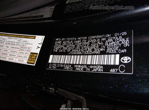 JTDADABU1S3024985 2025 TOYOTA PRIUS Черный Вид подкапотного пространства