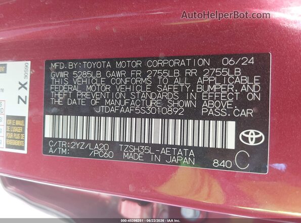 JTDAFAAF5S3010892 2025 TOYOTA CROWN Black Widok komory silnika