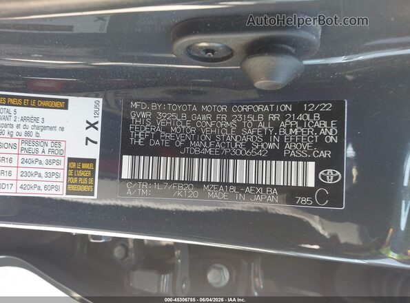 JTDB4MEE7P3006542 2023 TOYOTA COROLLA Черный Вид подкапотного пространства