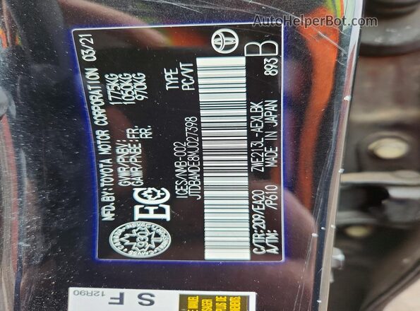 JTDBAMDE8MJ027398 2021 TOYOTA COROLLA Black 