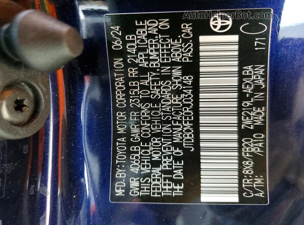JTDBCMFE0RJ034148 2024 TOYOTA COROLLA Blue Engine compartment view