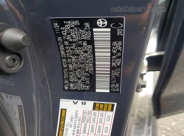JTDBCMFE0S3075938 2025 TOYOTA COROLLA Charcoal 