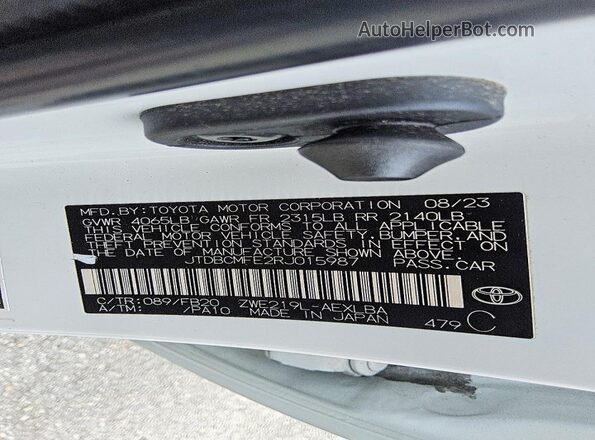 JTDBCMFE2RJ015987 2024 TOYOTA COROLLA White 