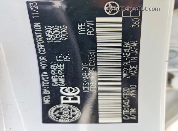 JTDBCMFE2RJ023541 2024 TOYOTA COROLLA White 