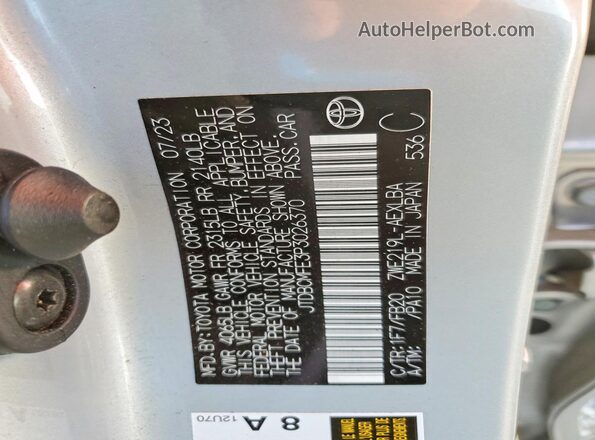 JTDBCMFE3P3026370 2023 TOYOTA COROLLA Silver Շարժիչի բաժամունքի տեսք