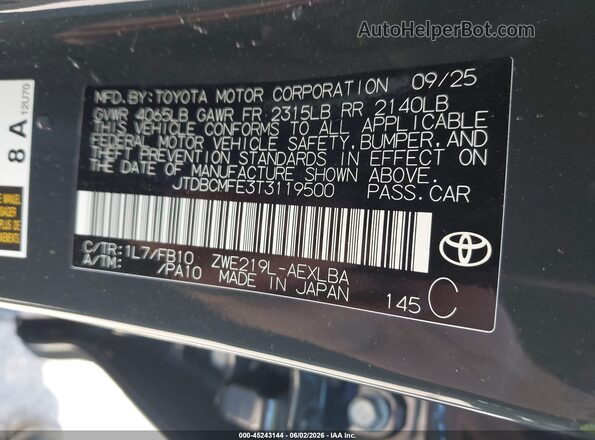 JTDBCMFE3T3119500 2026 TOYOTA COROLLA HYBRID Gray Շարժիչի բաժամունքի տեսք
