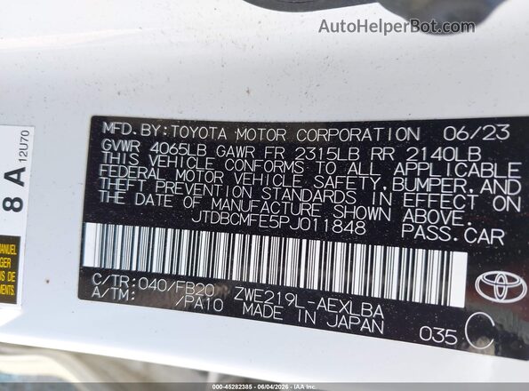 JTDBCMFE5PJ011848 2023 TOYOTA COROLLA Белый Вид подкапотного пространства