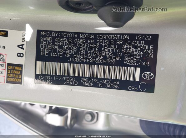 JTDBCMFEXP3009999 2023 TOYOTA COROLLA Silver 