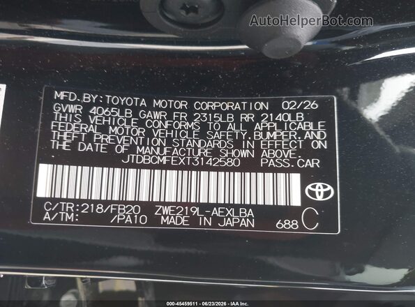JTDBCMFEXT3142580 2026 TOYOTA COROLLA HYBRID Black Вид підкапотного простору