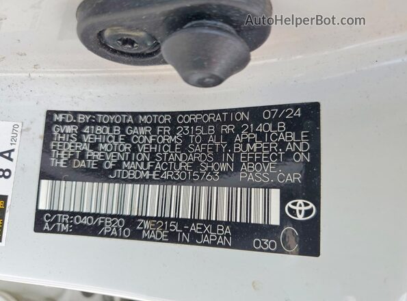JTDBDMHE4R3015763 2024 TOYOTA COROLLA White 