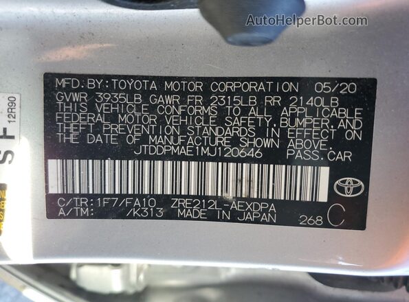 JTDDPMAE1MJ120646 2021 TOYOTA COROLLA Silver Widok komory silnika