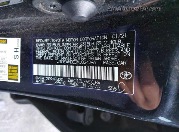 JTDEAMDE0MJ024296 2021 TOYOTA COROLLA Black ძრავის განყოფილების ხედი