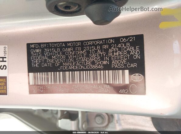 JTDEAMDE0NJ038846 2022 TOYOTA COROLLA Silver 