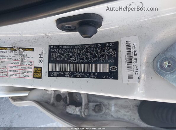 JTDEAMDE2N3013600 2022 TOYOTA COROLLA White Շարժիչի բաժամունքի տեսք