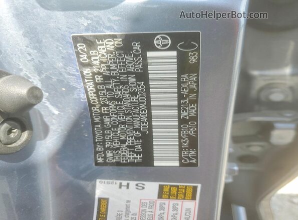 JTDEAMDEXMJ002354 2021 TOYOTA COROLLA Blue Вид наклейки з VIN-кодом